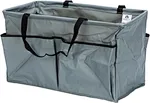 This large treated canvas utility tote has a number of practical uses and features. Collapsible and water resistant, with four large exterior pockets. Use for picnics, beach days, camping, sporting events, grocery shopping and more
